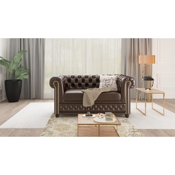 Tamsiai ruda dirbtinės odos sofa 148 cm York - Ropez-image-1