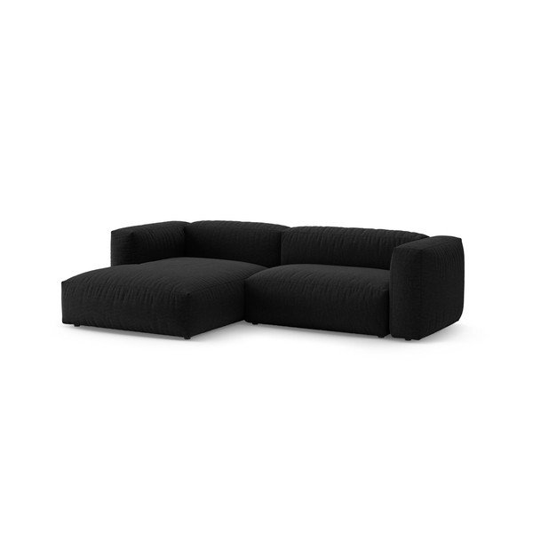 Juodos spalvos sulankstoma modulinė kampinė sofa (su kairiuoju kampu/su gultu) – Micadoni -image-4
