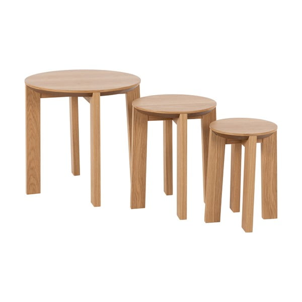 3 apvalių ąžuolinių staliukų rinkinys ø 50 cm Maxime - Actona