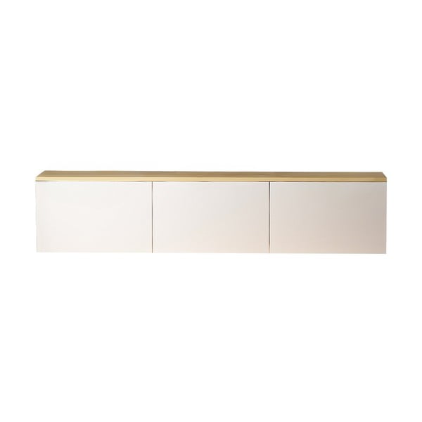 TV spintelė baltos spalvos/natūralios spalvos iš ąžuolo 160x35x32 cm Neon – Kalune Design