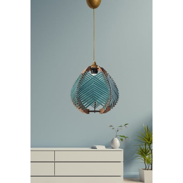 Mėlynos spalvos/natūralios spalvos kabantis šviestuvas ø 25 cm su tekstiliniu gaubtu Yola – Opviq lights-image-1