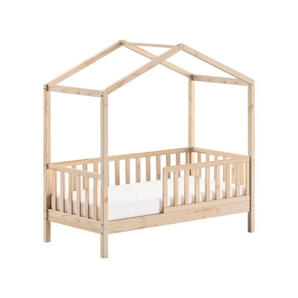 Natūralios spalvos naminė iš pušies masyvo vaikiška lova su lovos grotelėmis 70x140 cm DALLAS – Vipack-image-2
