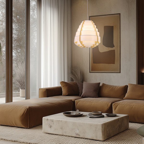 Baltos spalvos kabantis šviestuvas Nagoja – Candellux Lighting-image-1