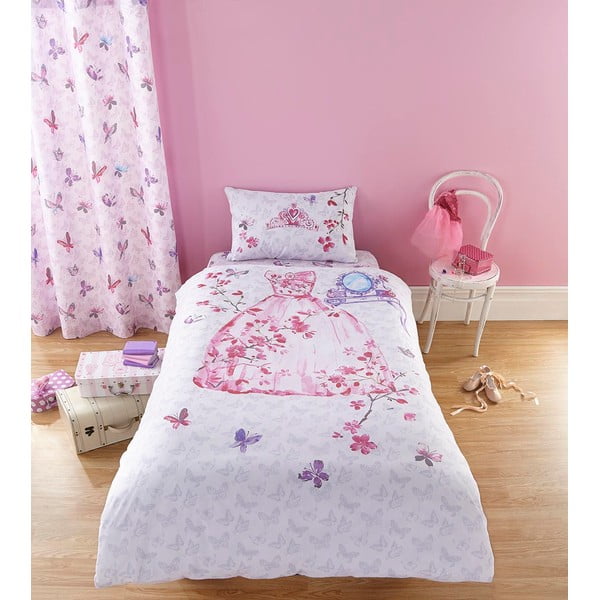 2 rožinių užuolaidų rinkinys vaikų kambariui Catherine Lansfield Glamour Princess, 168 x 183 cm
