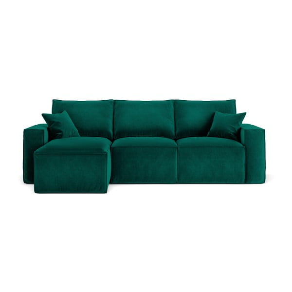 Tamsiai žalia kampinė sofa "Cosmopolitan Design Florida", kairysis kampas