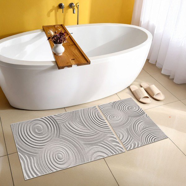 Šviesiai pilkos spalvos vonios kilimėliai 2 vnt. 60x100 cm – Foutastic-image-1