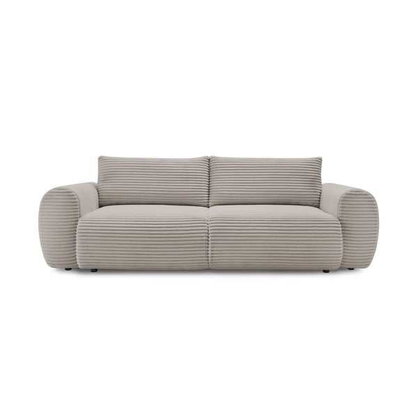 Iš kordinio velveto sulankstoma sofa šviesiai pilkos spalvos/smėlio spalvos 257 cm Lucien – Bobochic Paris