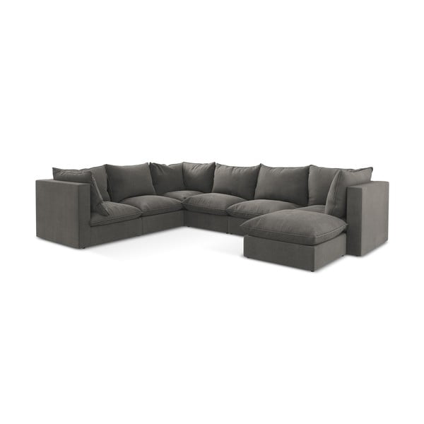 Tamsiai pilkos spalvos kampinė sofa (su kairiuoju kampu/„U“ formos) Manao – Makamii