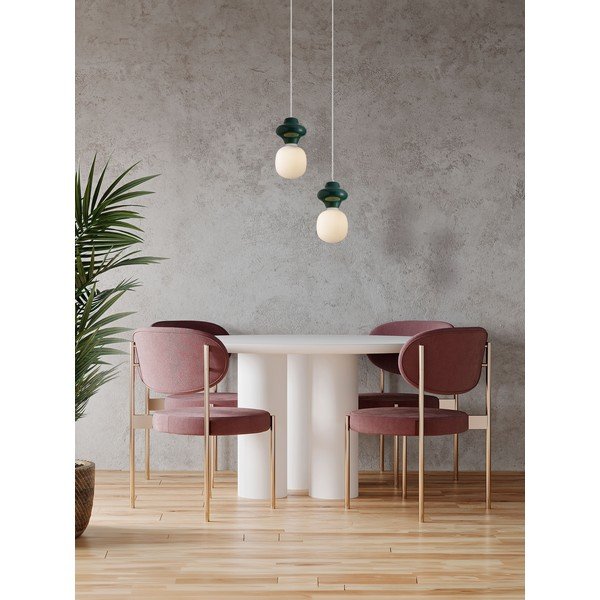 Baltos spalvos/smaragdinės spalvos iš keramikos kabantis šviestuvas ø 18 cm su stiklo gaubtu Clio – Nova Luce-image-4