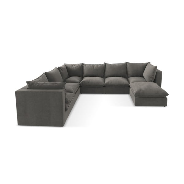 Tamsiai pilkos spalvos kampinė sofa (su kairiuoju kampu/„U“ formos) Manao – Makamii-image-4