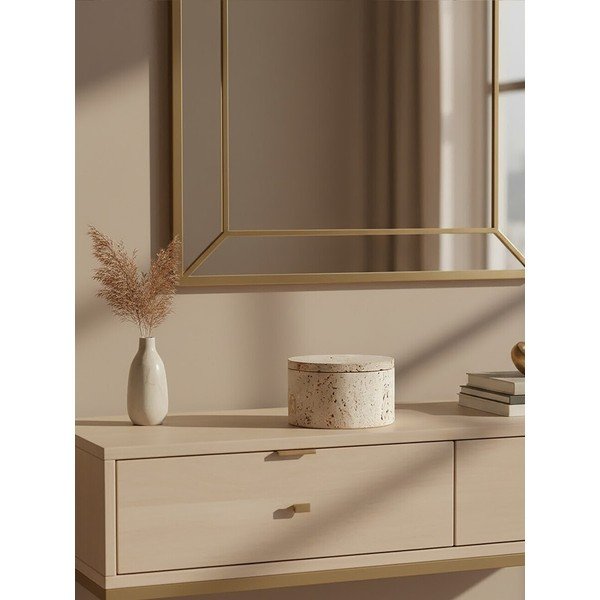 Dekoratyvinė natūralios spalvos iš akmens daiktadėžė ø 14x8 cm Tibor – Premier Housewares-image-2