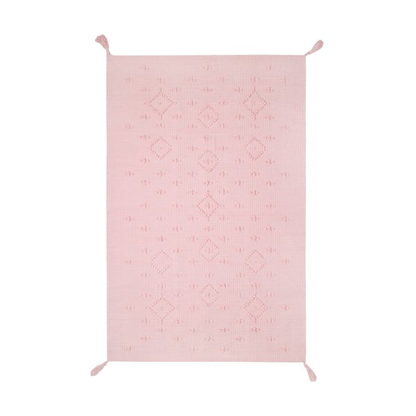 Nattiot rožinis medvilninis rankų darbo kilimas, 110 x 150 cm