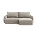 Taupe spalvos sulankstoma/su sandėliavimo vieta kampinė sofa iš velveto (su dešiniuoju kampu/su gultu) Kalena – Makamii
