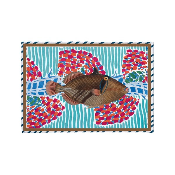 Turkio spalvos vonios kambario kilimėlis 40x60 cm Tufted Fish - Really Nice Things