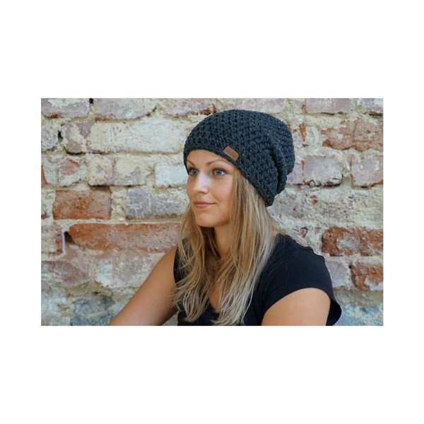 Tamsiai pilka rankomis megzta kepurė DOKE Night-image-3