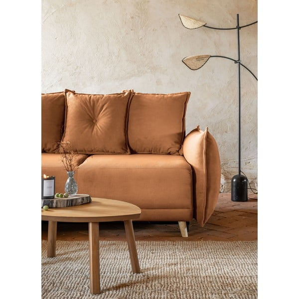 Sulankstoma kampinė sofa iš kordinio velveto raudonos plytų spalvos (su kairiuoju kampu) Lazy Lukka – Miuform-image-4