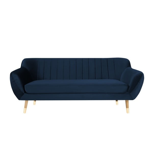 Tamsiai mėlyna aksomo sofa Mazzini Sofos Benito, 188 cm