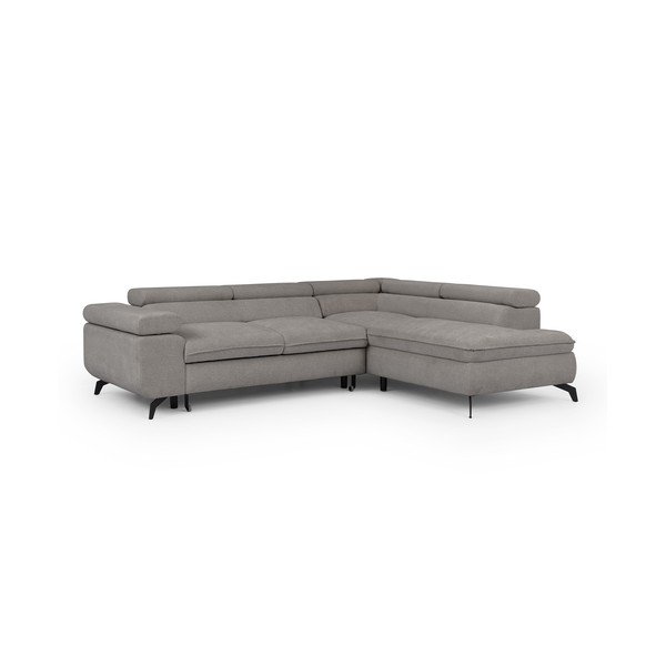 Šviesiai pilkos spalvos kampinė sofa iš šenilinio audinio (su dešiniuoju kampu/„L“ formos) Marbeya  – Ropez-image-2