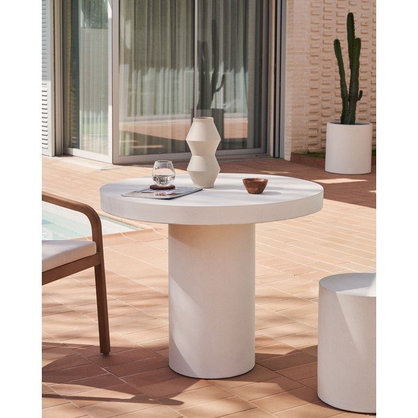 Iš betono apvalios formos sodo valgomojo stalas ø 90 cm Aiguablava – Kave Home-image-1