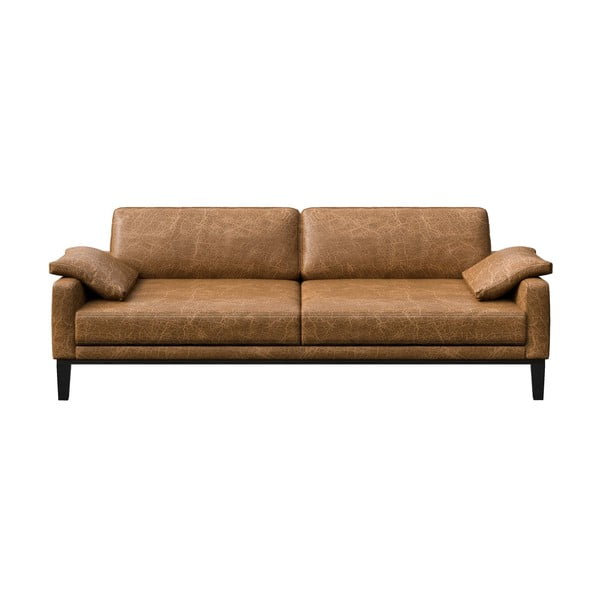 Rudos spalvos odinė sofa MESONICA Musso, 211 cm