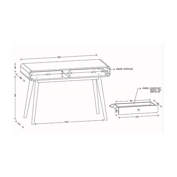 Rašomasis stalas 50x120 cm Cassie – Støraa-image-1