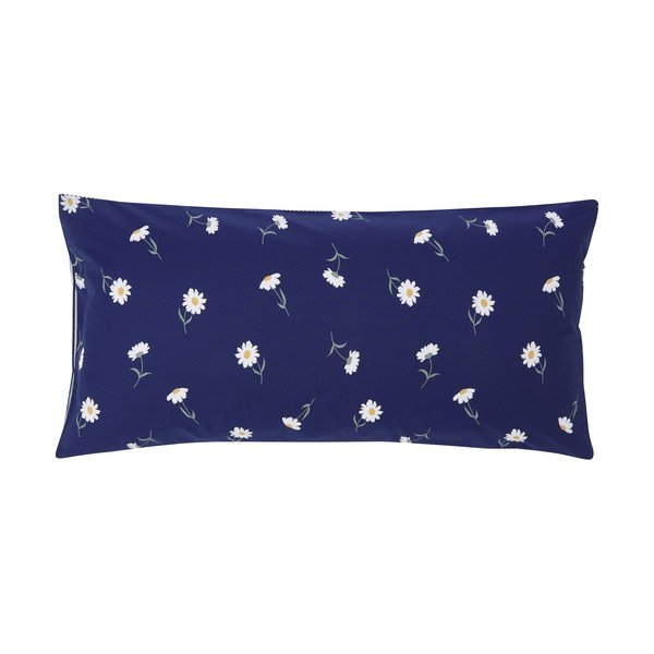 Mėlynas dekoratyvinis pagalvės užvalkalas iš medvilnės Westwing Collection Daisies, 40 x 80 cm-image-2