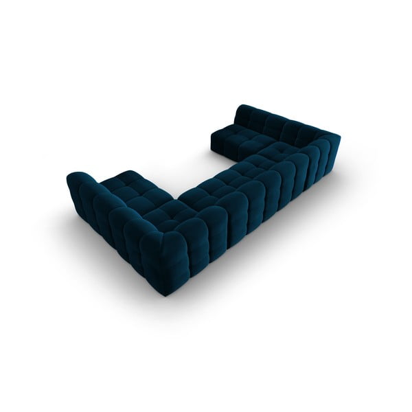 Tamsiai mėlyna aksominė kampinė sofa (U formos) Kendal - Micadoni Home-image-4