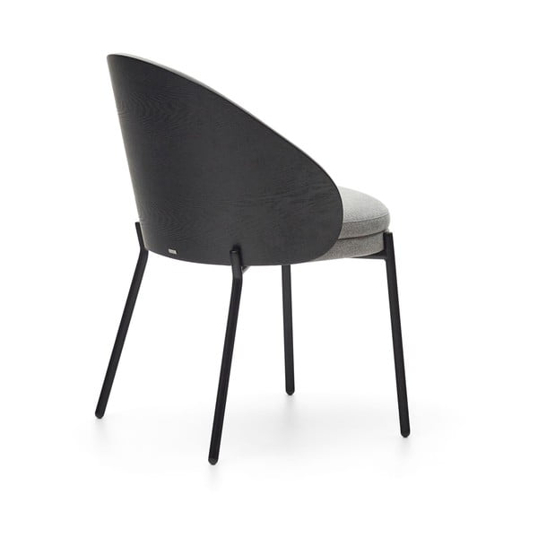 Juodos spalvos/pilkos spalvos iš audinio valgomojo kėdė Eamy – Kave Home-image-4
