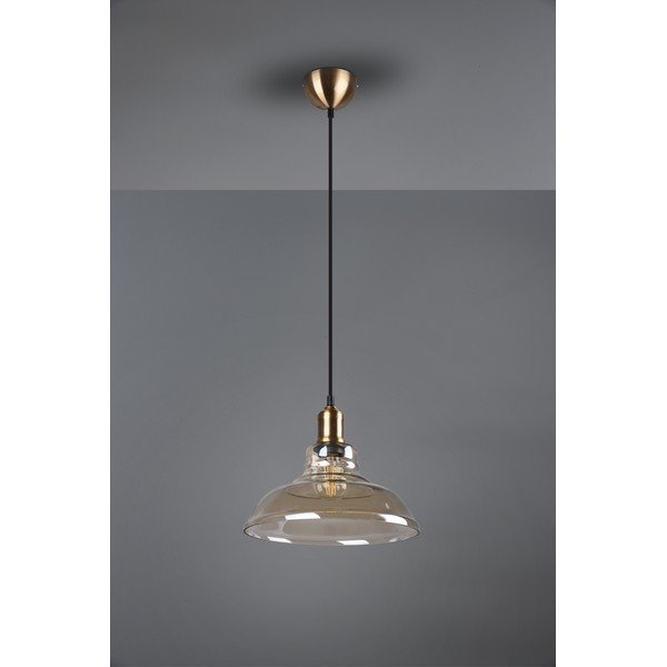 Žalvario spalvos iš metalo kabantis šviestuvas ø 28 cm su stiklo gaubtu Aldo – Reality-image-3