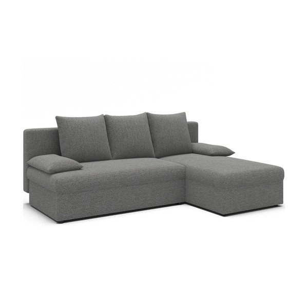 Pilkos spalvos sulankstoma/su sandėliavimo vieta kampinė sofa iš boucle Gino – ELTAP