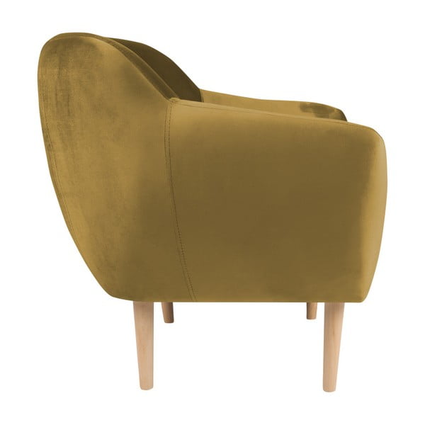 Garstyčių geltonos spalvos fotelis Mazzini Sofas Benito-image-4