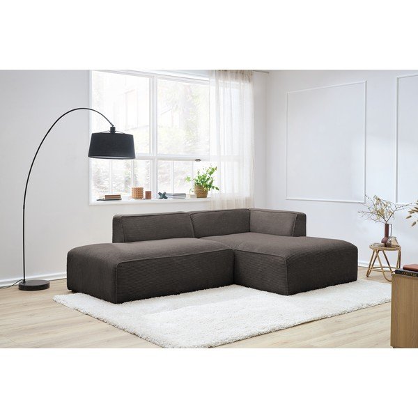 Rudos spalvos iš kordinio velveto modulinė kampinė sofa (su dešiniuoju kampu/„L“ formos) Megeve – Bobochic Paris-image-1