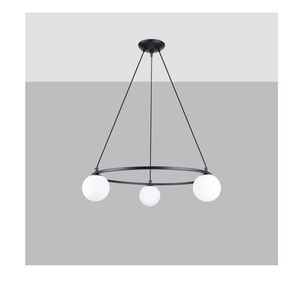 Baltos spalvos/juodos spalvos kabantis šviestuvas su stiklo gaubtu Umerta – Sollux-image-3