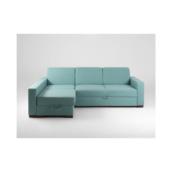 Turkio spalvos kampinė sofa-lova su laikymo vieta ir poilsio guoliu kairėje pusėje Individualizuotos formos "Lozier-image-1