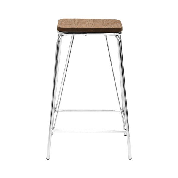 Sidabrinės spalvos/natūralios spalvos iš guobos masyvo taburetė District – Premier Housewares-image-2