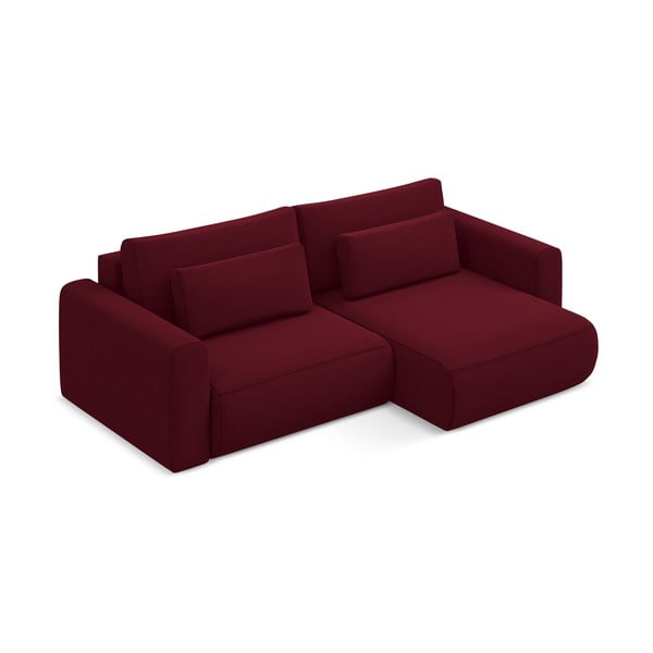 Bordo spalvos iš velveto sulankstoma/su sandėliavimo vieta kampinė sofa (su dešiniuoju kampu/su gultu) Kapua – Makamii-image-4