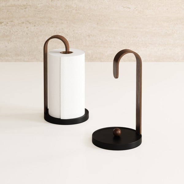 Iš medienos popierinio rankšluosčio stovas juodos spalvos ø 17 cm Bellwood – Umbra-image-1