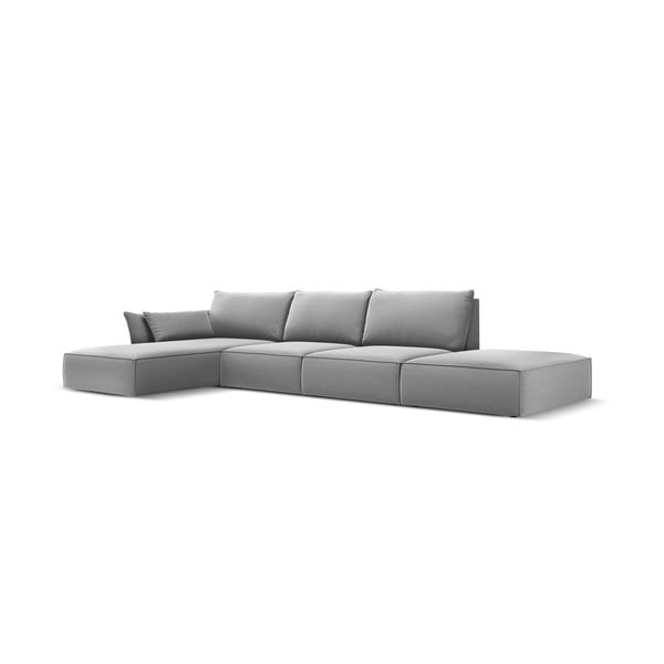 Šviesiai pilkos spalvos iš velveto kampinė sofa (su kairiuoju kampu/su gultu) Vanda – Mazzini Sofas-image-2