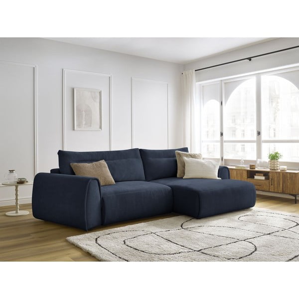 Kampinė sofa tamsiai mėlynos spalvos Aden – Bobochic Paris-image-1