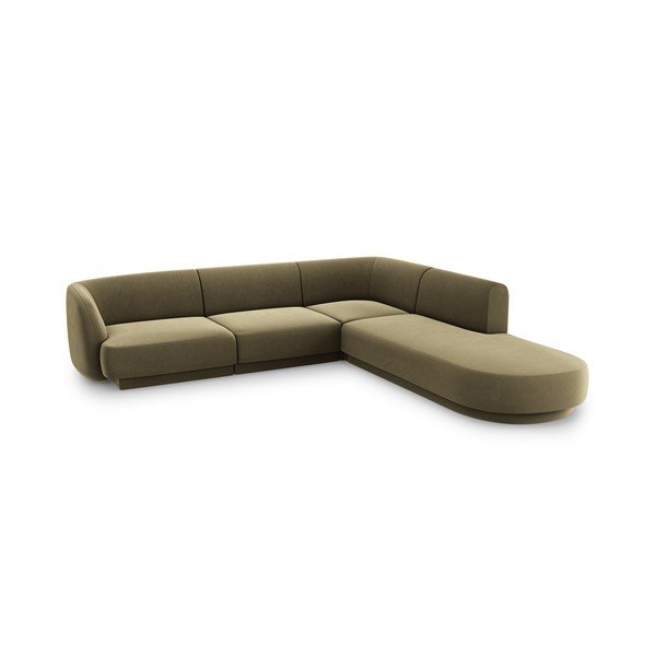 Kampinė sofa žalios spalvos iš velveto (su dešiniuoju kampu) Miley  – Micadoni Home-image-3