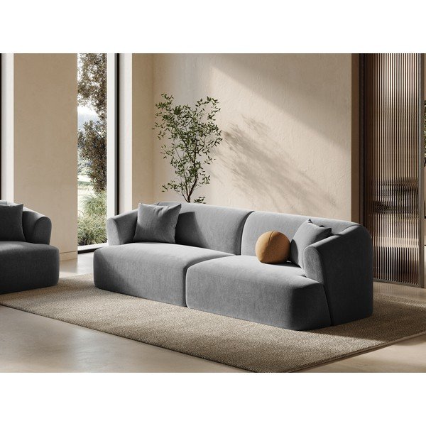 Šviesiai pilkos spalvos sofa iš velveto 255 cm Campi – Cosmopolitan Design-image-1
