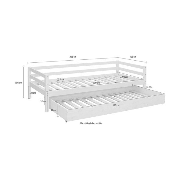 Ištraukiama iš pušies masyvo vaikiška lova natūralios spalvos 90x200 cm Alpi – Støraa-image-3