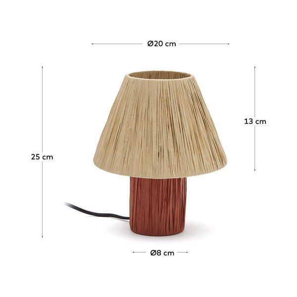 Natūralios spalvos/terakotos spalvos stalinis šviestuvas (aukštis 25 cm) Pulmi – Kave Home-image-4