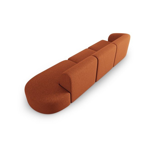 Terakotos spalvos iš šenilinio audinio sofa su kairiuoju kampu 311 cm Paolo – Milo Casa-image-3