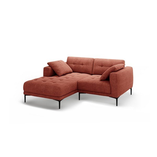 Raudonos plytų spalvos kampinė sofa (su kairiuoju kampu/su gultu) Bemy – Micadoni -image-1