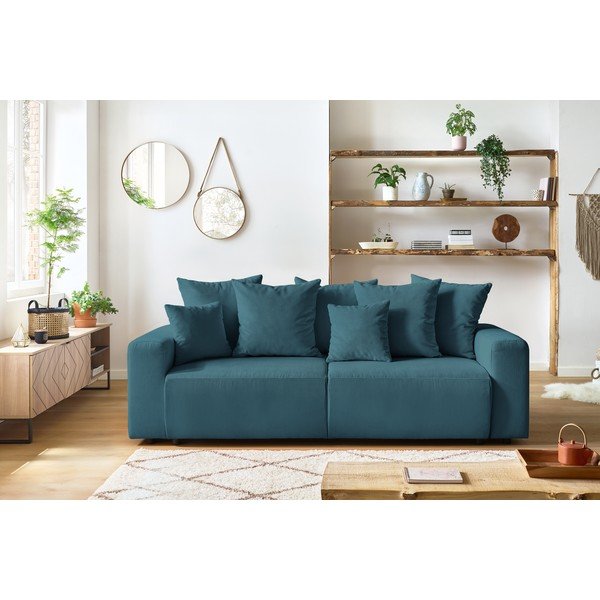 Mėlyna velvetinė sofa-lova Bobochic Paris Envy-image-1