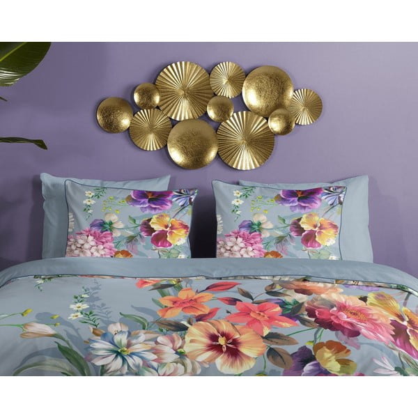 Pilkos spalvos ekologiškos medvilnės dvigulė patalynė Descanso Sunflower, 200 x 220 cm-image-2