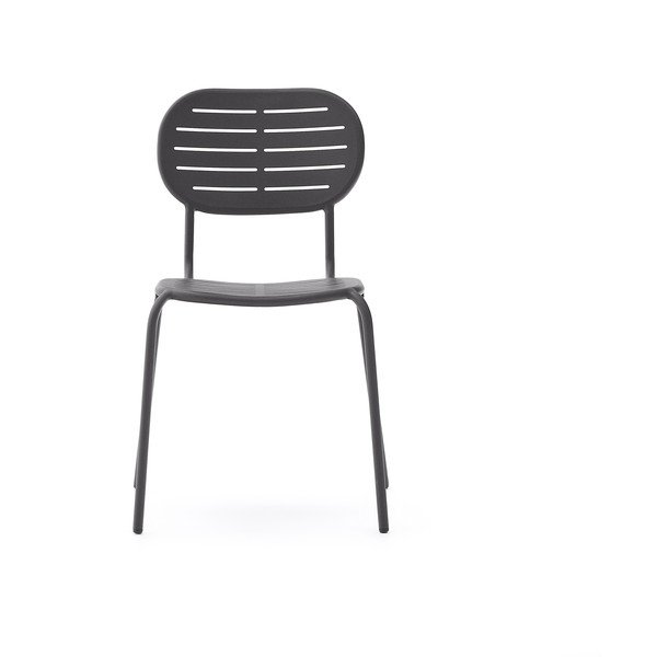 Tamsiai pilkos spalvos metalinė sodo kėdė Brai – Kave Home-image-2