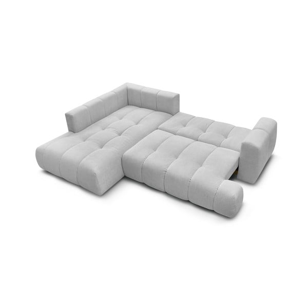 Šviesiai pilkos spalvos sulankstoma/su sandėliavimo vieta kampinė sofa (su kairiuoju kampu/„L“ formos) Fuji – Bobochic Paris-image-4