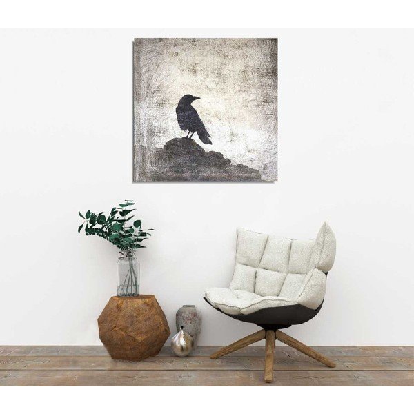 Paveikslas ant drobės Black Bird, 45 x 45 cm-image-1